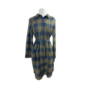 Pendleton Alpine Getaway Shirtdress Sz M Nwt Virgin Wool Blue Plaid academia 249